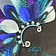 Brazalete de plumas azul violeta con azul claro. Cuff Earrings. Feather earrings Magic Temptation ©. Ярмарка Мастеров.  Фото №5