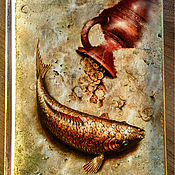 Канцелярские товары handmade. Livemaster - original item Diary with a picture of Golden Fish Notepad. Handmade.