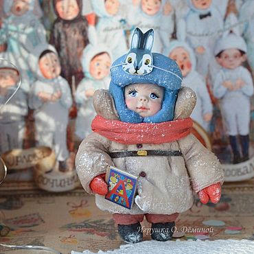 Сувениры и подарки ручной работы. Ярмарка Мастеров - ручная работа Игрушка из ваты. Назад в ссср. малыш в маске зайчика. Handmade.