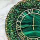 Часы настенные зелёные изумрудные с натуральным камнем. Часы классические. Инна (art.atmosfera1). Интернет-магазин Ярмарка Мастеров.  Фото №2