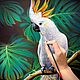 Заказать  Попугай белый Какаду в джунглях, холст 50х50см. MariaDavi Art. Ярмарка Мастеров. . Картины Фото №3