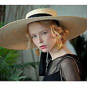 Аксессуары handmade. Livemaster - original item Straw boater hat with very large brim. Handmade.