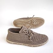 Обувь ручной работы handmade. Livemaster - original item Knitted boots, beige cotton. Handmade.