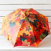 Аксессуары handmade. Livemaster - original item Umbrella with hand-painted Autumn maple and Rowan. Handmade.
