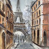 Картины и панно handmade. Livemaster - original item Watercolor painting Paris Eiffel tower. Handmade.