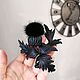 Brooch Thistle black genuine leather and fur, Brooches, Tver,  Фото №1