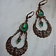 Brass  copper plated earrings with fianites "Emerald Garden". Earrings. IVA victorian style. My Livemaster. Фото №4