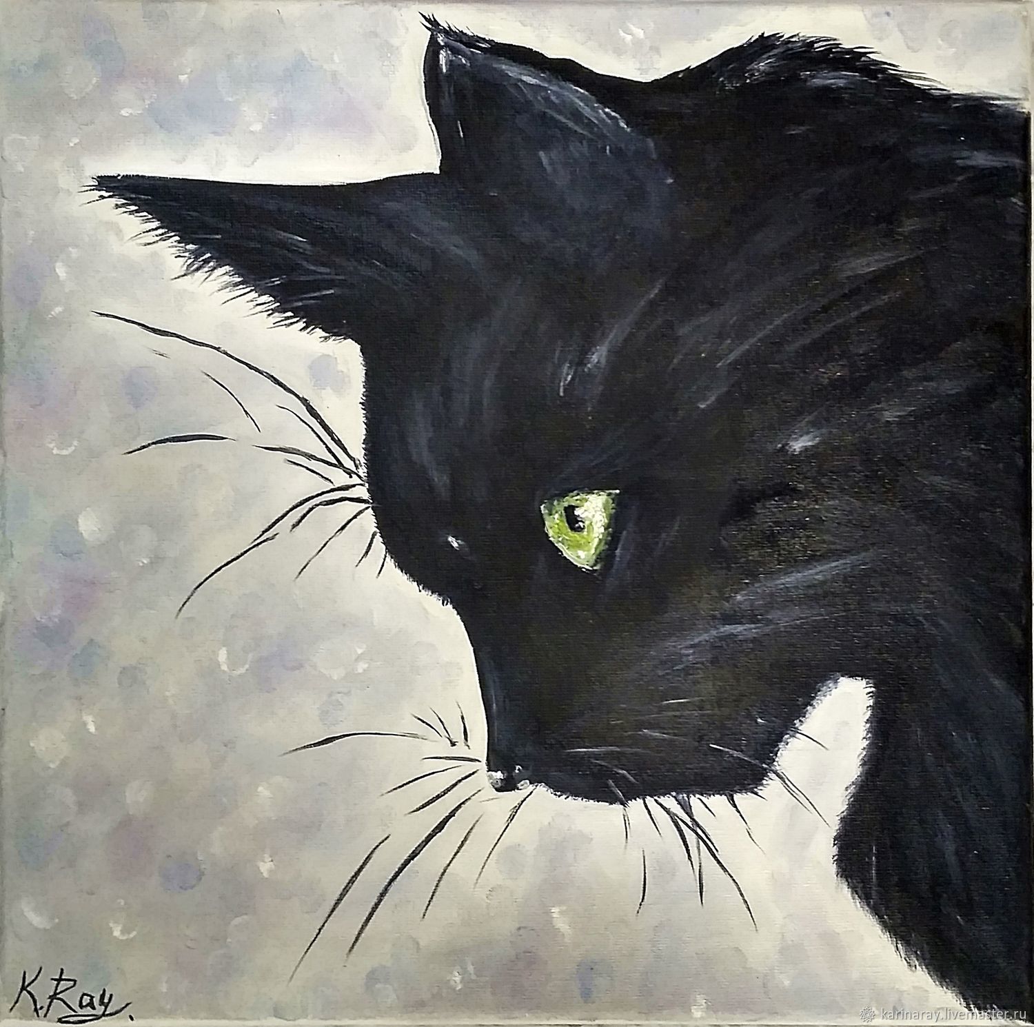 Черный кот картина маслом