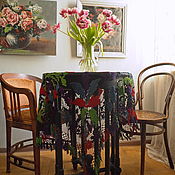 Винтаж handmade. Livemaster - original item Fillet multicolored tablecloth, the beginning of the twentieth century. Handmade.