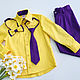 Комплект для мальчика, желто-фиолетовый, Блузки и рубашки, Ижевск,  Фото №1