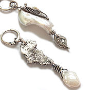 Украшения handmade. Livemaster - original item Silver earrings with White Lily pearls (handmade silver). Handmade.