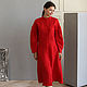 Order Linen dress with a stand-up collar in red. molinialife. Livemaster. . Dresses Фото №3