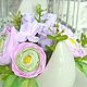 Mini-composition with Ranunculus flowers made of polymer clay, Composition, Moscow,  Фото №1