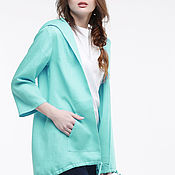Одежда handmade. Livemaster - original item Mint-colored linen cardigan jacket. Handmade.