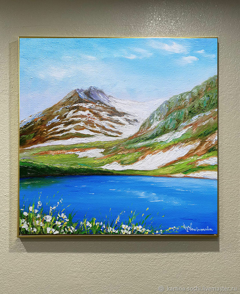 Painting summer landscape mountain lake Pseashkho Pass, Pictures, Sochi,  Фото №1