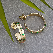 Украшения handmade. Livemaster - original item Elegant poussette earrings with Colombian emeralds in 585 yellow gold. Handmade.