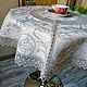 Скатерть лен 100% рис.Ренессанс белая и серая д.90. Скатерти. Лебедева Анна Русская вышивка. Ярмарка Мастеров.  Фото №10