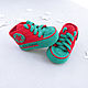 Order Booties sneakers knitted children's red and green. babyshop. Livemaster. . Babys bootees Фото №3