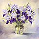 Oil painting flowers Irises to Buy oil painting, Buy gift girl woman wife mother Interior Painting in the interior

