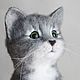 Grey tabby cat Ken. Felting toys out of wool, Felted Toy, Zeya,  Фото №1