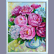 Картины и панно handmade. Livemaster - original item Painting Peonies Oil Canvas 30 x 40 Bouquet of peonies. Handmade.