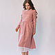 Order Pink linen dress with cotton lace and wooden buttons. molinialife. Livemaster. . Dresses Фото №3