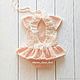 Персиковый бодик с юбочкой для фотосессии малышей. Боди детское. helen decor knit. Интернет-магазин Ярмарка Мастеров.  Фото №2