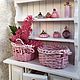 Doll miniature wicker baskets - basket for dolls pink. Decoration for flower pots. KOTOMKA_NV kukolnaya miniatyura 1:12. Ярмарка Мастеров.  Фото №4