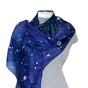 Шелковый палантин Лапландия шелковый шарф, синий