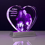 Для дома и интерьера handmade. Livemaster - original item Nightlights: Crystal Souvenir Heart with Backlight. Handmade.