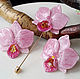 Бусины лэмпворк "Орхидеи чёрные и розовые". Бусины. FancyBird - beads. Интернет-магазин Ярмарка Мастеров.  Фото №2