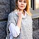 Жилет вязаный “Aura” серый с серебряными пайетками. Жилеты. nini_vyazantiya. Интернет-магазин Ярмарка Мастеров.  Фото №2