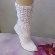 Аксессуары handmade. Livemaster - original item Knitted socks, white, a gift for a girl.. Handmade.