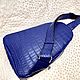 Men's bag made of genuine crocodile leather in blue. Men\'s bag. SHOES&BAGS. Online shopping on My Livemaster.  Фото №2