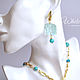Asymmetric earrings with blue quartz freeform, gilt. Earrings. White Book. Online shopping on My Livemaster.  Фото №2