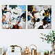 Диптих картин на холсте, абстракция с текстурой и камнями, Картины, Москва,  Фото №1