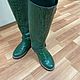 Сапоги «Кэжуал зелёный крокодил» чёрная подошва, беж рант. Сапоги. Роман (Hitarov). Ярмарка Мастеров.  Фото №6