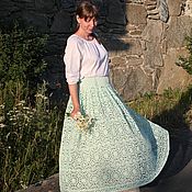 Одежда handmade. Livemaster - original item The long skirt of mint lace Aksinya. Handmade.