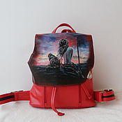 Сумки и аксессуары handmade. Livemaster - original item Custom-painted leather backpack for Victoria.. Handmade.
