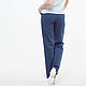 Classic straight trousers made of dark blue linen. Pants. etnoart. My Livemaster. Фото №4