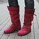 Copy of Winter Boots moccasin Suede Fur sheepskin Red. Moccasins. Katorina Rukodelnica HandMadeButik. My Livemaster. Фото №4