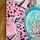 Картина в интерьер розовый леопард ручной работы на холсте акрилом, Картины, Дзержинск,  Фото №1