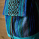 Текстильный рюкзак "Этника", авторский дизайн, голубой цвет. Рюкзаки. Луллис Ольга, дизайнер, ткачиха. Ярмарка Мастеров.  Фото №4