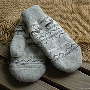 Аксессуары handmade. Livemaster - original item Women`s mittens with deer gray. Handmade.