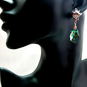 Украшения handmade. Livemaster - original item Earrings with Swarovski crystals Dpya green eyes.. Handmade.