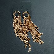 Украшения handmade. Livemaster - original item Earrings with chains. Gold plated 24K and 18K.. Handmade.