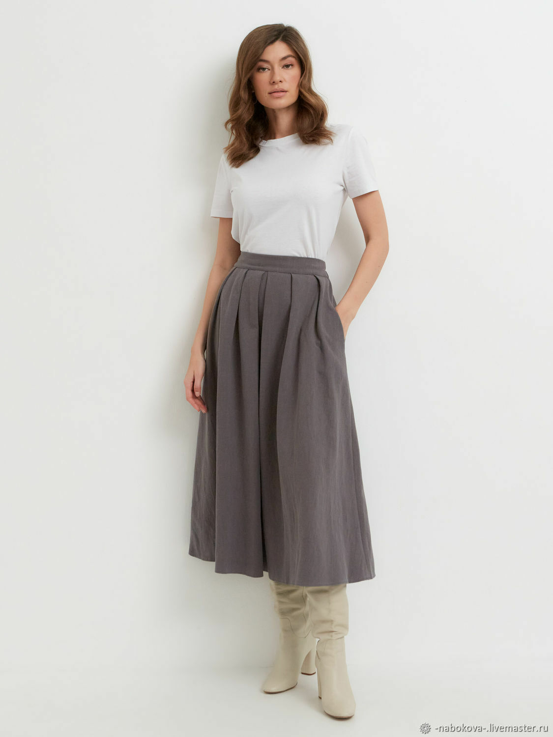 Grey nettle skirt below the knees, Skirts, Moscow,  Фото №1