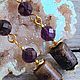 Серьги классические длинные из чароита аметиста натуральных камней. Серьги классические. Украшения из самоцветов 'ГРАНАТ-МК'. Интернет-магазин Ярмарка Мастеров.  Фото №2