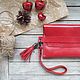 Anemone Red leather cosmetic bag. Beauticians. Mox workshop. Online shopping on My Livemaster.  Фото №2