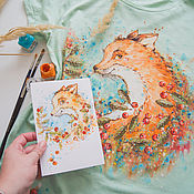 Одежда handmade. Livemaster - original item T-shirt painting Animals-berries. Handmade.